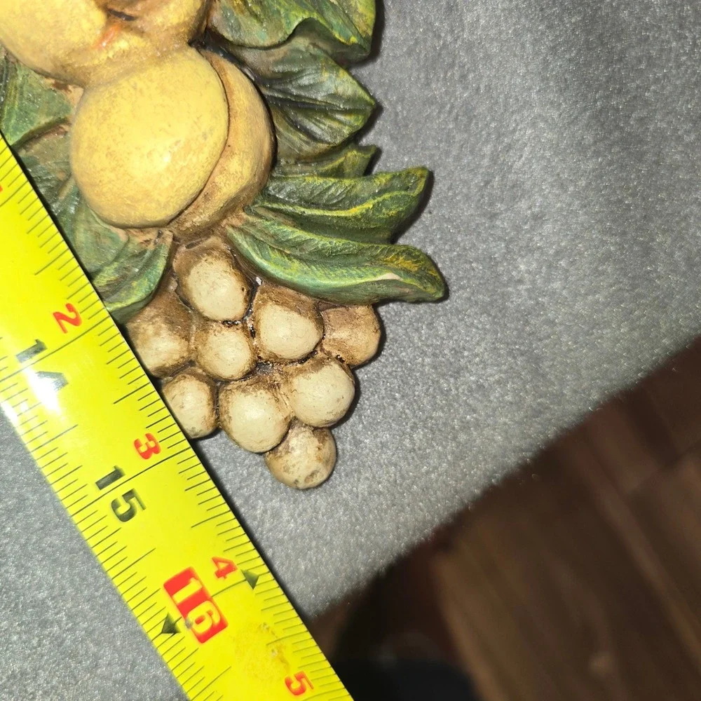 Vintage Fruit Swag Wall Plaque Pomegranate Grapes Pear Tuscan Kitchen Decor 16in
